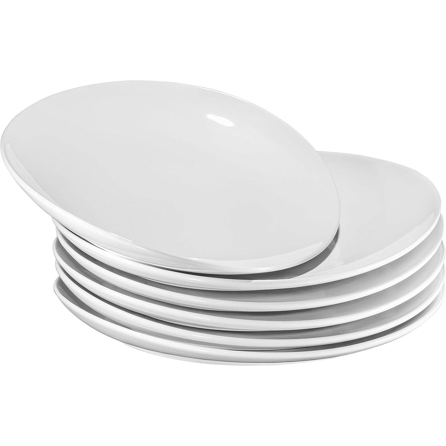 SEYATPOOL Appetizer Plates Set of 6 Matte 11" Round Curved Ceramic