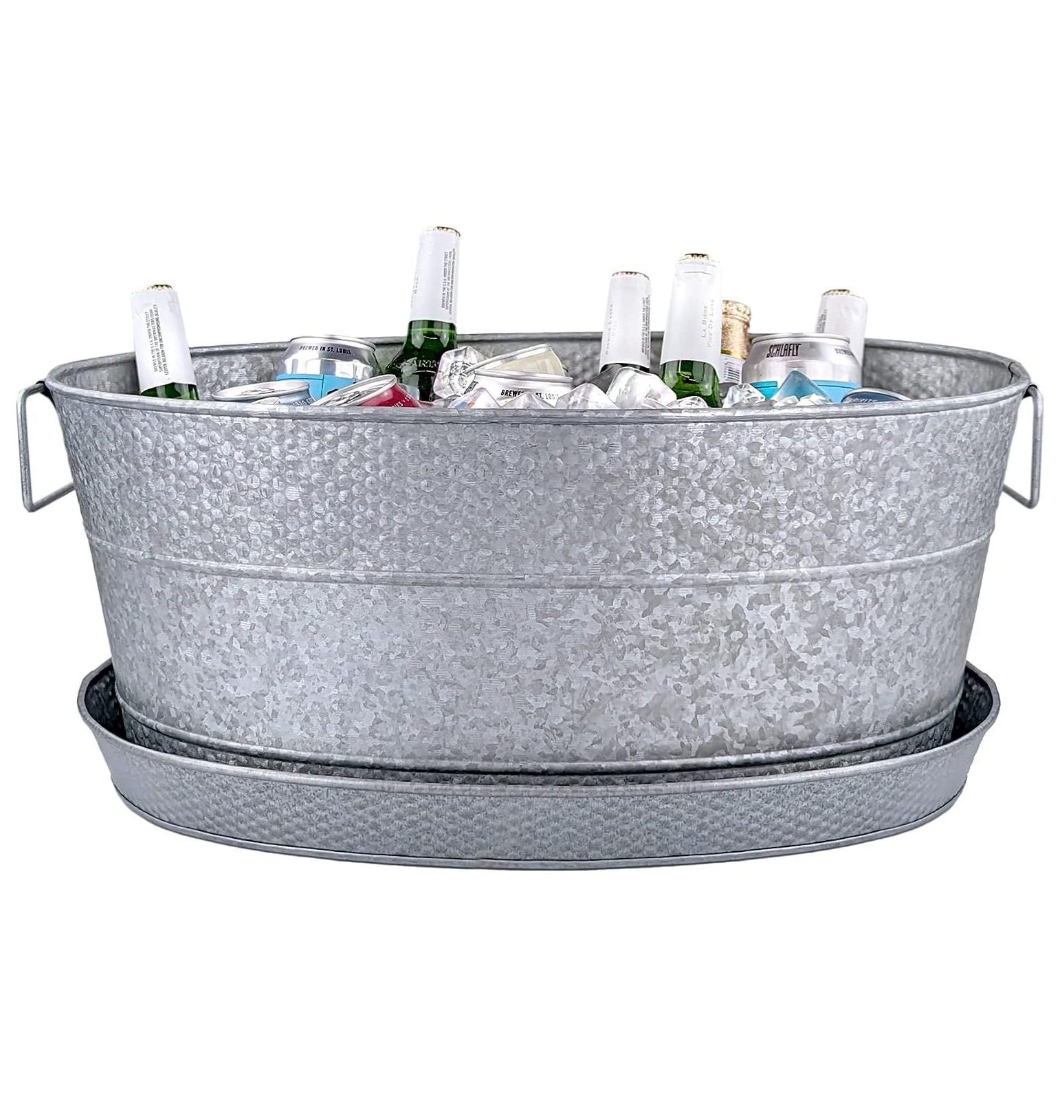 SEYATPOOL Aspen Grey Galvanized Metal Beverage Tub for Parties w