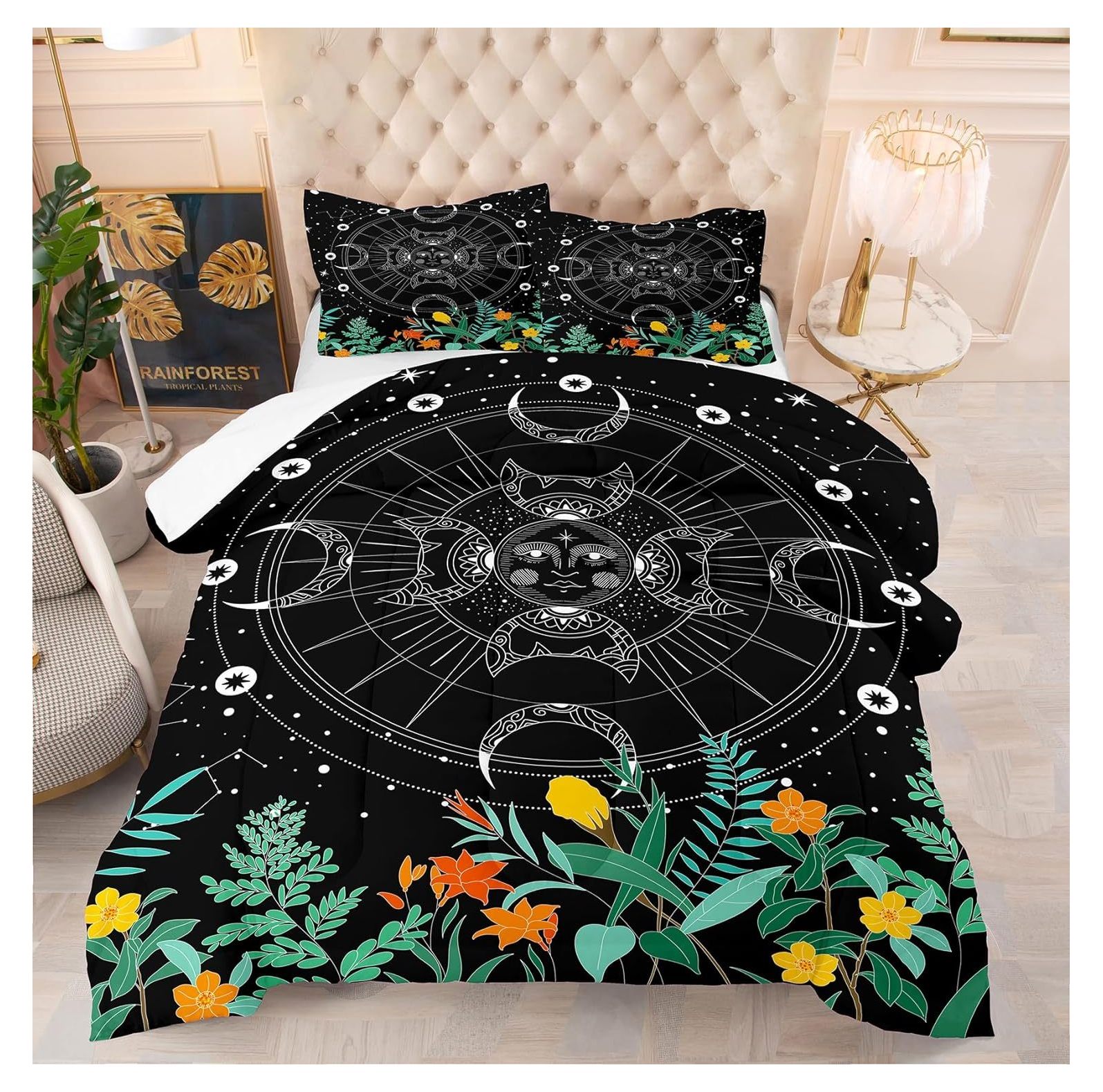 SEYATPOOL Celestial Bedding Queen Size,Sun and Moon Bedding for Boys