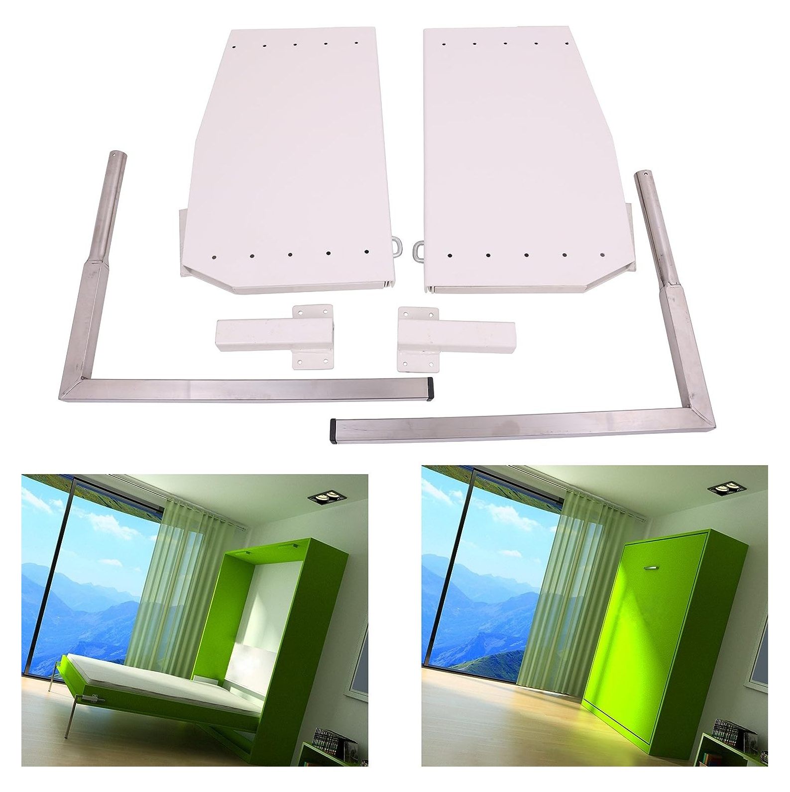 SEYATPOOL DIY Murphy Wall Bed Mechanism Hardware Kit ，Vertical Wallbed Mounting,King Size,White
