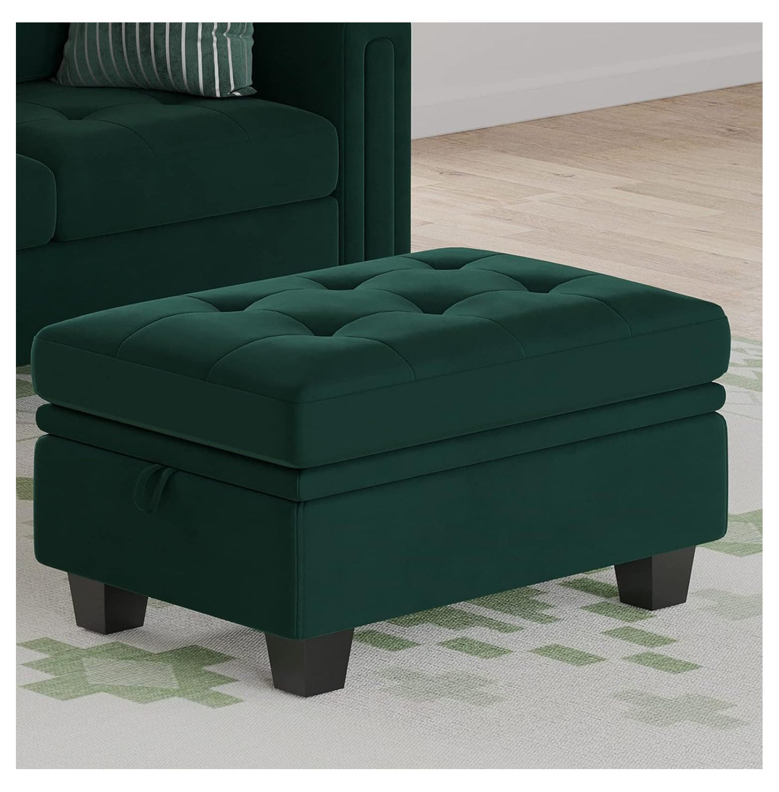 SEYATPOOL Rectangular Ottoman with Storage Tuft Ottoman for Living Room