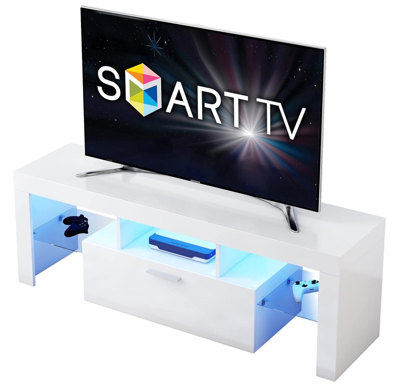 SEYATPOOL TV Stands for 32/50/55 Inch TV, White Entertainment Center