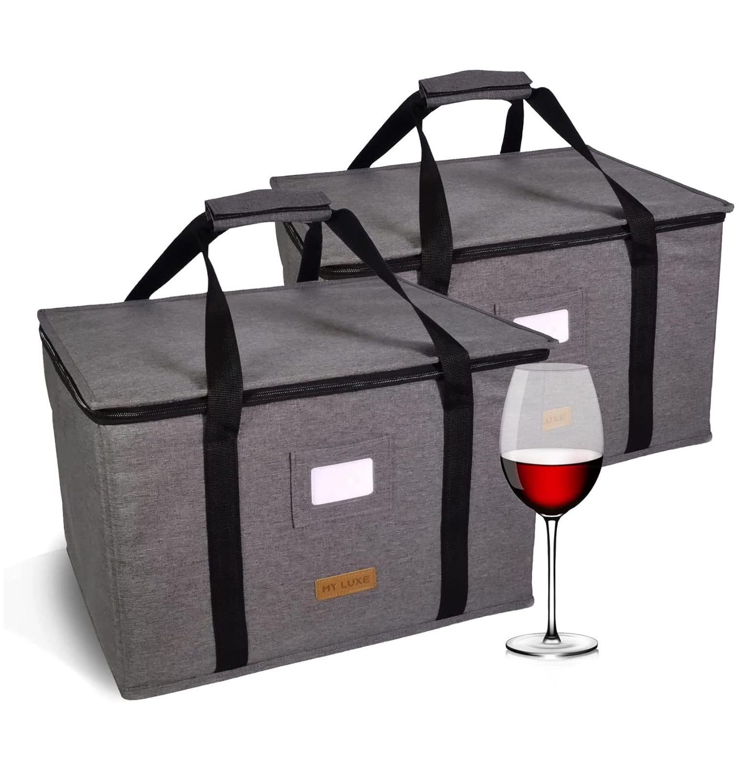 SEYATPOOL Wine Glass Storage Box Case with Dividers for Wine Glasses