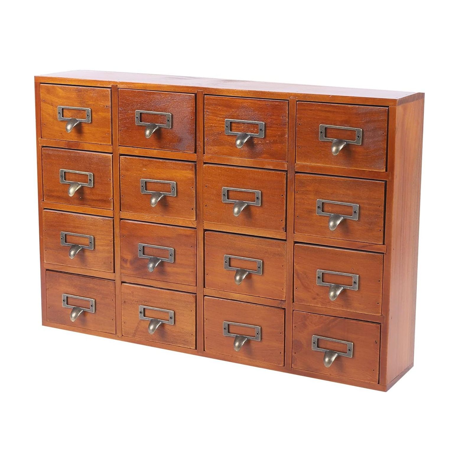 SEYATPOOL Wooden Storage Box with 16 Drawers, Medicine