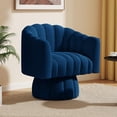 thumbnail image 1 of SEYNAR 360 Degree Swivel Velvet  Accent Chair,Upholstered Round Barrel Glam Armchairs with Wide Upholstered, Vanity Chair for Living Room(Navy), 1 of 6