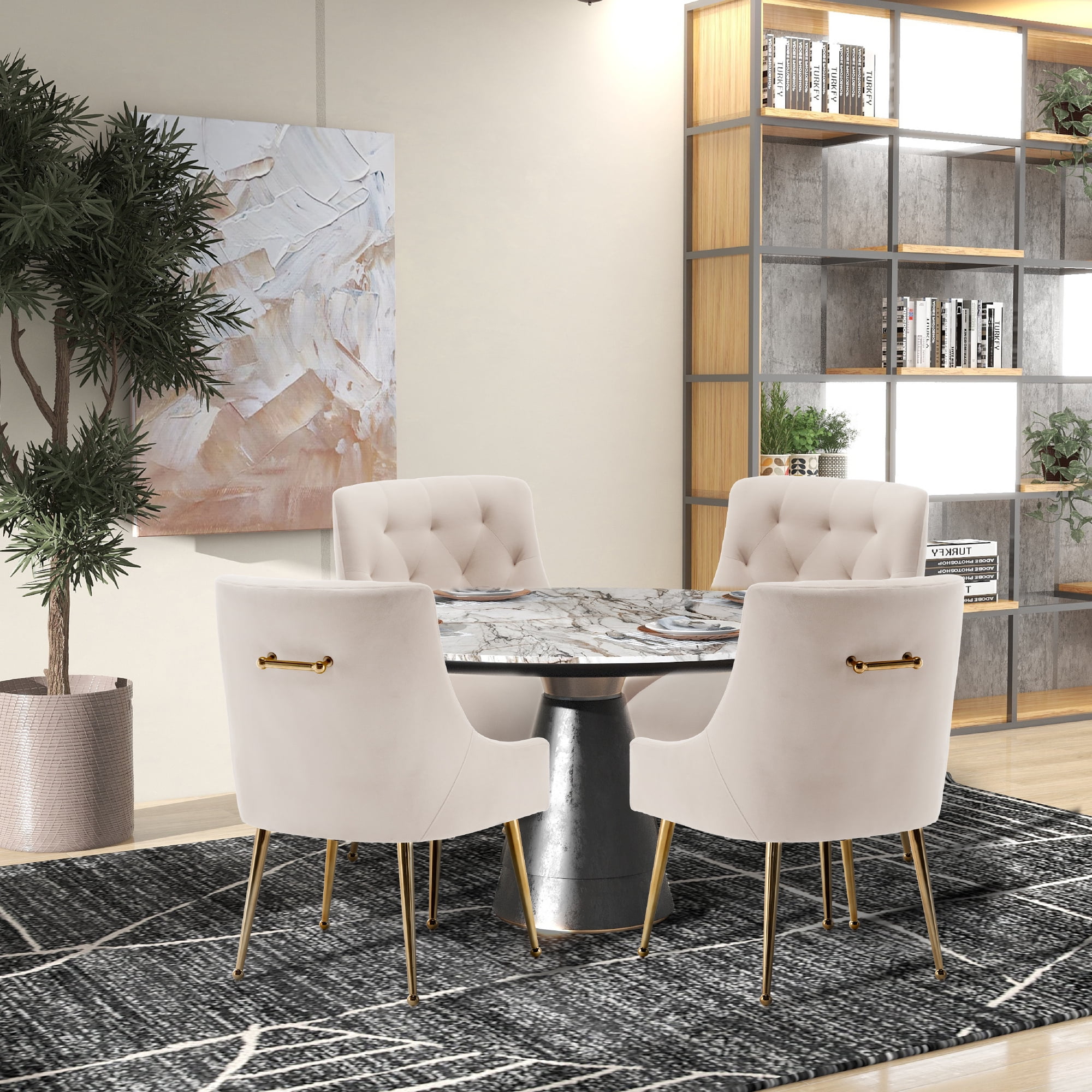SEYNAR Elegant Tufted Upholstered Dining Chairs Set of 4, Velvet Accent ...
