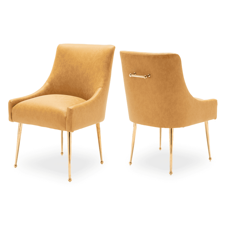 Set Of 2 Yellow Faux Leather Dining Chairs Set Of 2 Yellow Faux Leather Dining Chairs