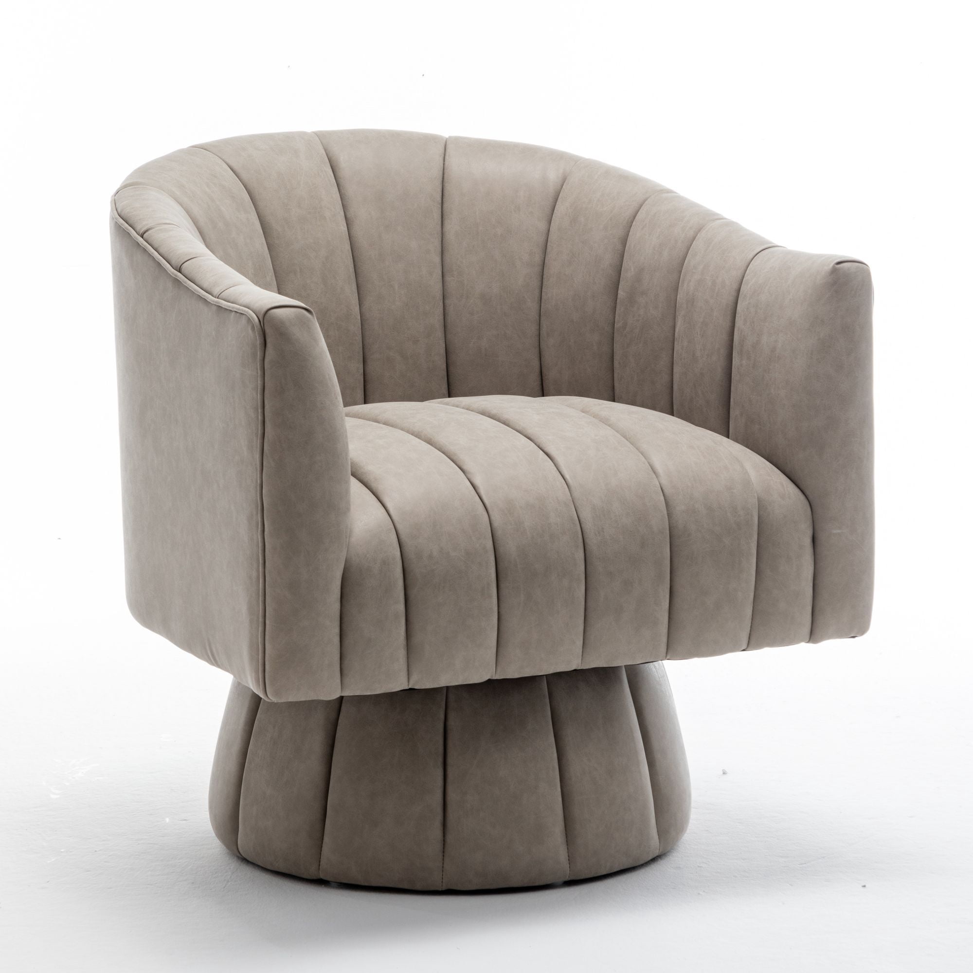 SEYNAR Mid Century Swivel PU Leather Accent Sofa,Upholstered Cuddle ...
