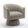thumbnail image 1 of SEYNAR Mid Century Swivel PU Leather Accent Sofa，Upholstered Cuddle Barrel Arm Chairs for Living Room(Deep apricot), 1 of 5