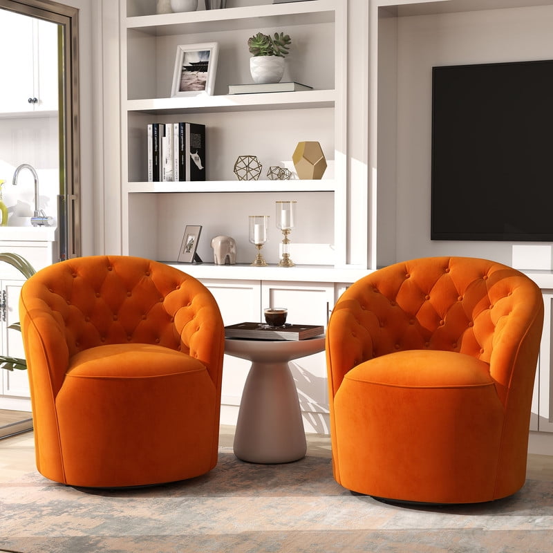 SEYNAR Modern 360 Degree Swivel Accent Chair Set of 2, Velvet ...