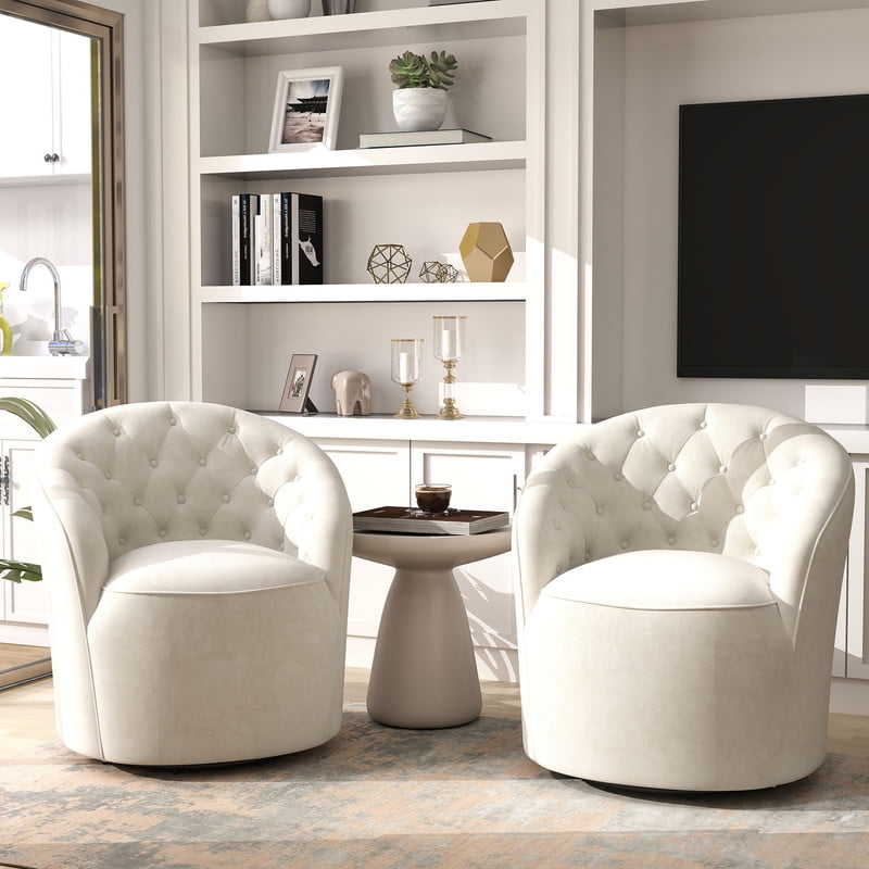 SEYNAR Modern 360 Degree Swivel Accent Chair Set of 2, Velvet ...