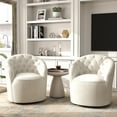 thumbnail image 1 of SEYNAR Modern 360 Degree Swivel Accent Chair Set of 2, Velvet Upholstered Barrel Armchair with Button Tufted Back, Vanity Chair for Living Room(Beige), 1 of 14