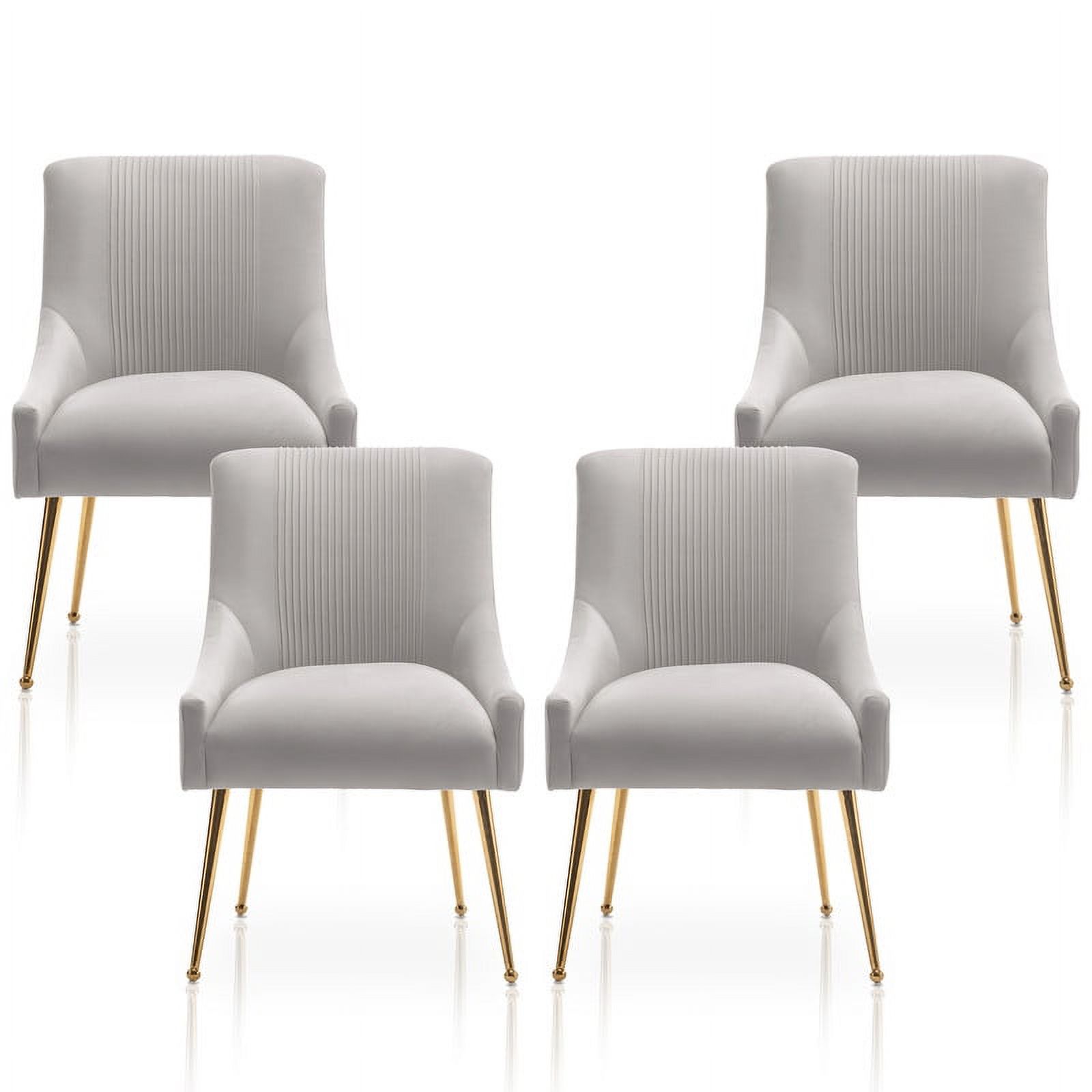 SEYNAR Modern Glam Boucle Pleated Velvet Dining Chair or Vanity Chair Set of 4 with Rear Handle