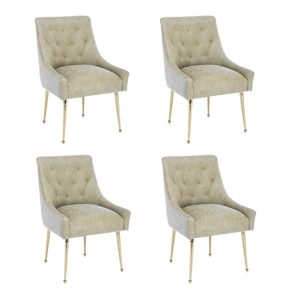 SEYNAR Modern Glam Faux Leather Dining Chairs Set of 4, Upholstered Vanity Chair with Gold Legs for Living Room Restaurant(DA)