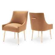 SEYNAR Modern Glam PU Leather Dining Chair or Vanity Chair Set of 2 with Rear HandleBrown