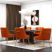 SEYNAR Modern Glam Velvet Dining Chair,Kitchen Side Armchairs or Vanity Chair with Rear Handle Set of 6