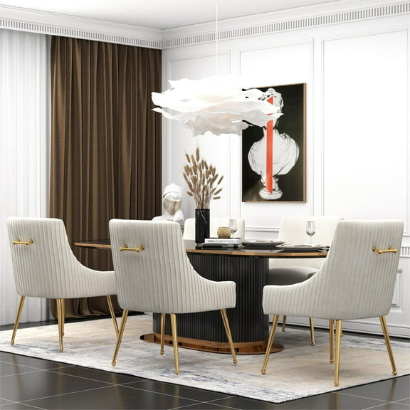 SEYNAR Modern Glam Velvet Dining Chair,Kitchen Side Armchairs or Vanity Chair with Rear Handle Set of 6