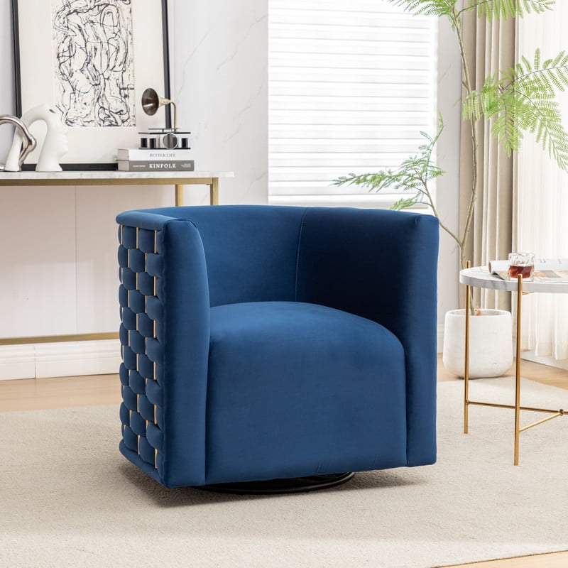 SEYNAR Modern Glam Velvet Upholstered 360 Degree Swivel Barrel Chair ...