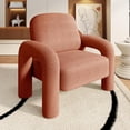 thumbnail image 1 of SEYNAR Modern Sherpa Accent Chair, Teddy Upholstered Armchair Single Sofa, Cozy Fluffy Reading Chair for Living Room, Bedrooms, Corner(Orange), 1 of 6