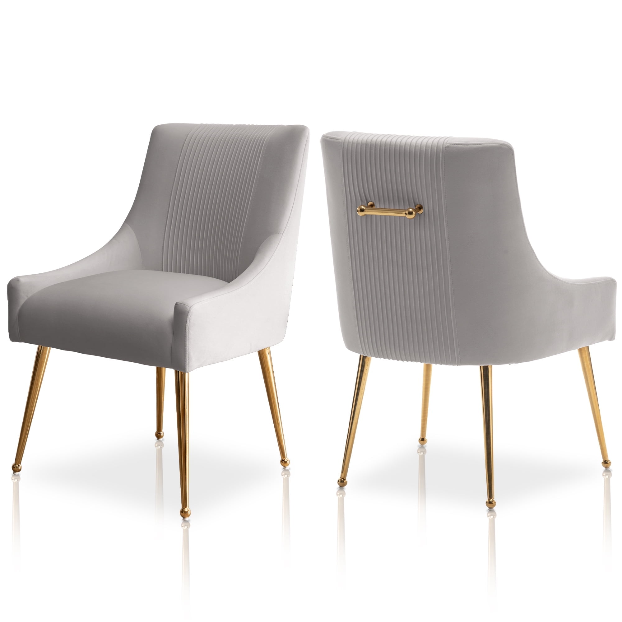 SEYNAR Modern Upholstered Pleated Velvet Dining Chairs Set of 2 Side Chair for Living Room,Gray