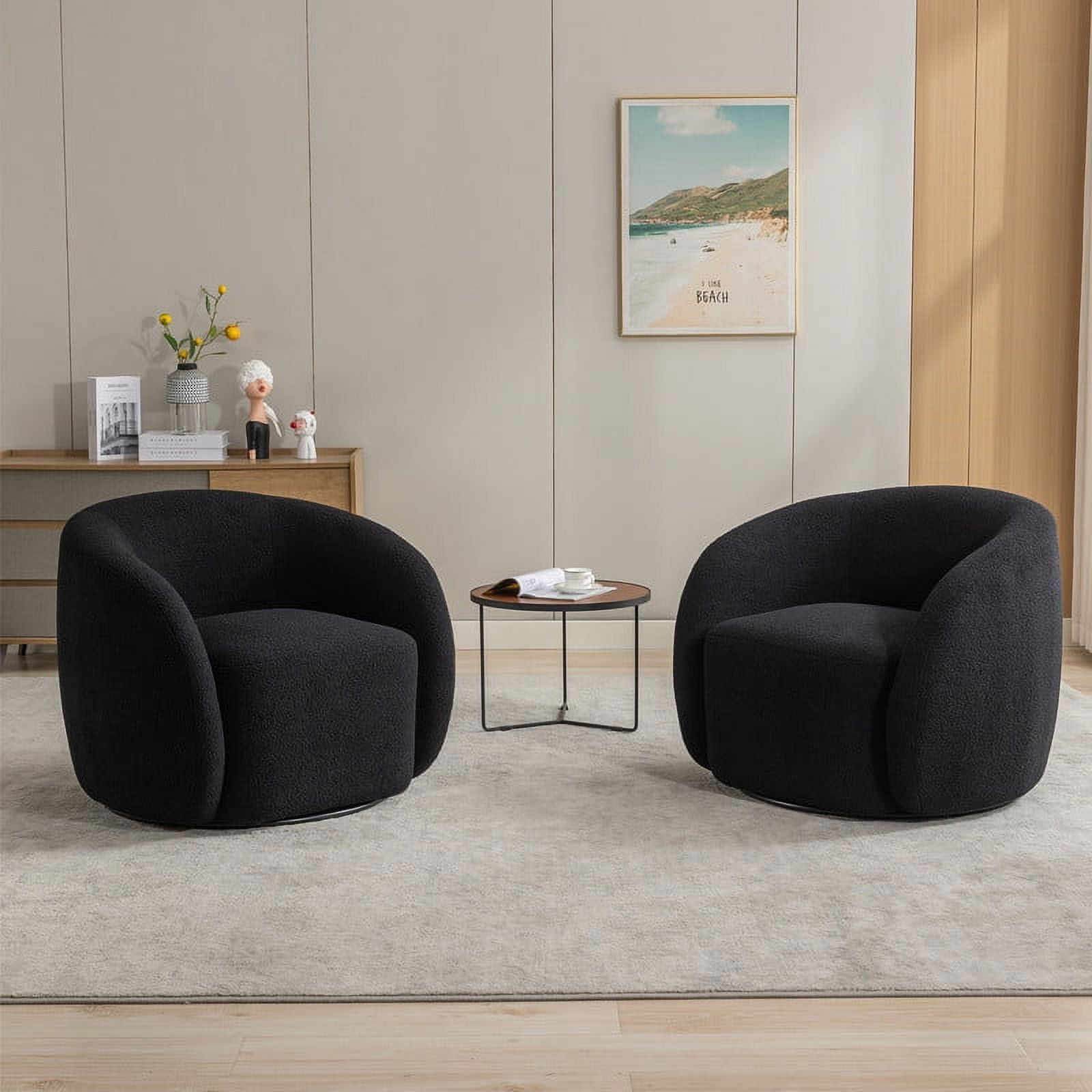 SEYNAR Modern Velvet 360 Degree Swivel Accent Armchair Set of 2 ...