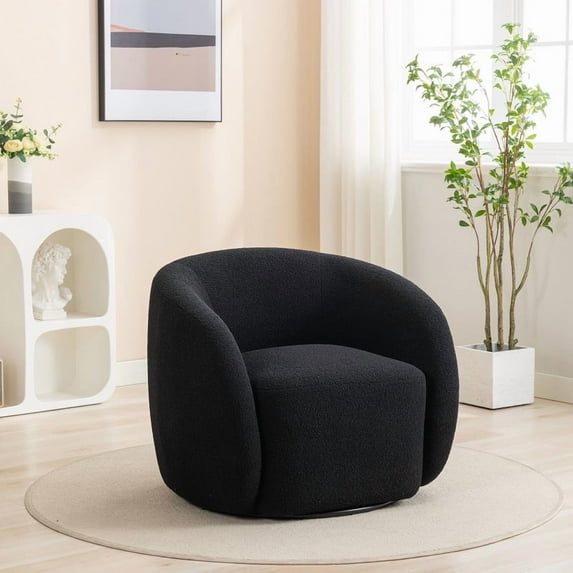 SEYNAR Modern Velvet 360 Degree Swivel Accent Armchair,Upholstered Round Barrel Side Chair for Living Room