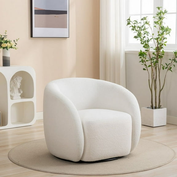 SEYNAR Modern Velvet 360 Degree Swivel Accent Armchair,Upholstered Round Barrel Side Chair for Living Room