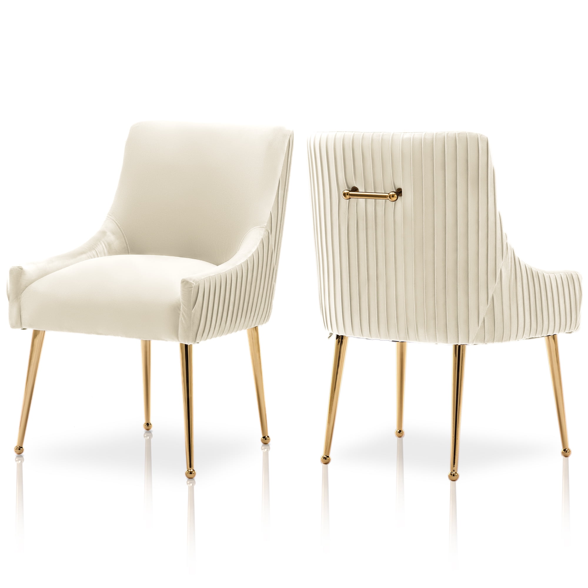 SEYNAR Set of 2 Modern Velvet Dining Chairs, Golden Metal Legs ...