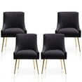 thumbnail image 1 of SEYNAR Modern Velvet Dining Chairs Pleated Vanity Chair Set of 4 with Glod Legs for Living Room,Black, 1 of 11