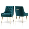 thumbnail image 1 of SEYNAR Modern Velvet Dining Chairs Set of 2, Tufted Back Accent Chair for Living Room,Teal, 1 of 6