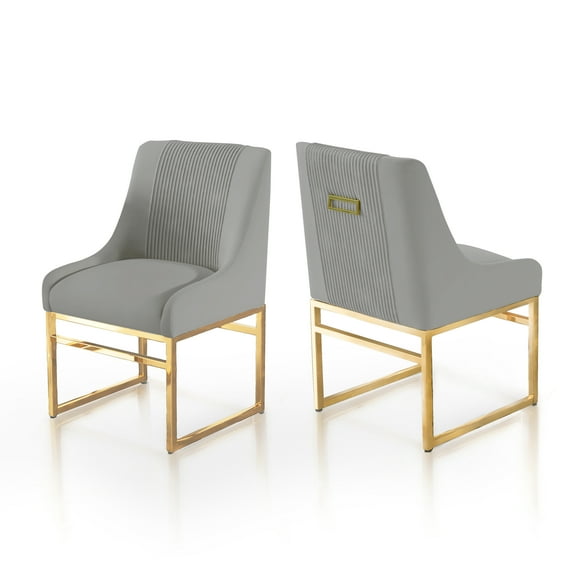 SEYNAR Modern Velvet Dining Chairs Set of 2, Upholstered Kitchen Side Chairs Accent Chairs for Living Room with Metal Frame(Grey)