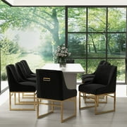 SEYNAR Modern Velvet Upholstered Accent Dining Chairs Set of 6, Kitchen Side Chair with Metal Frame for Living Room