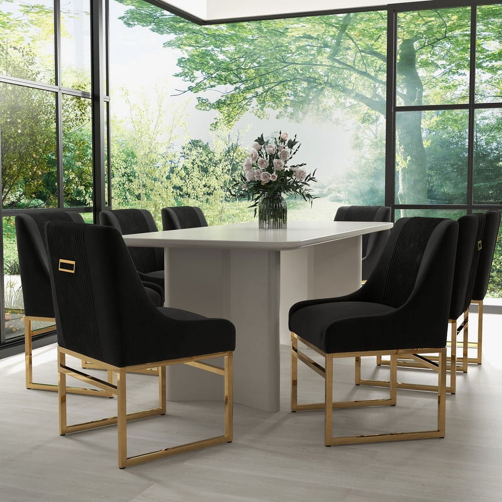 SEYNAR Modern Velvet Upholstered Accent Dining Chairs Set of 8, Kitchen Side Chair with Metal Frame for Living Room