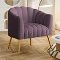 thumbnail image 1 of SEYNAR Oversized Glam Velvet Pumpkin Barrel Accent Chair,Modern Upholstered Cream Side Sofa Armchair for Living Room,Vanity (Purple), 1 of 17