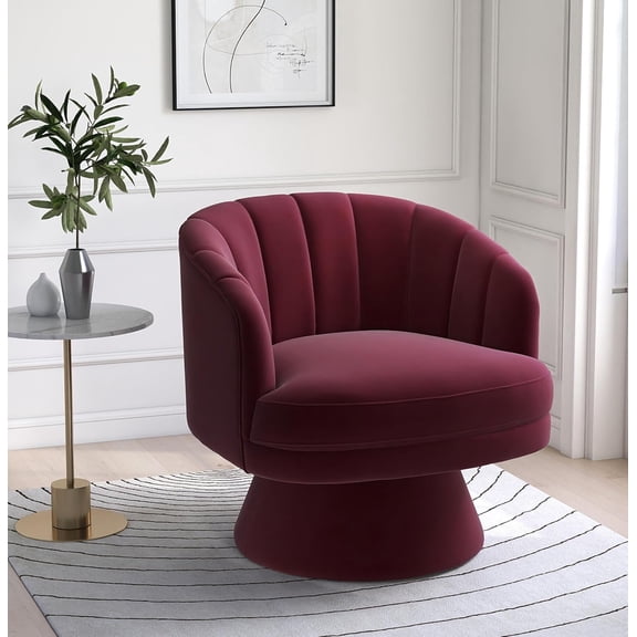 SEYNAR Swivel Accent Chair, Upholstered Velvet 360° Swivel Barrel Chair for Living Room, Reading Chair Round Armchair for Bedroom, Vanity, Office