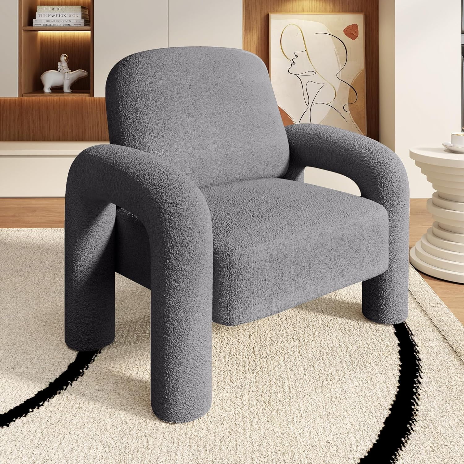 SEYNAR Teddy Elephant Trunk Single Sofa Chair Cozy Fluffy Sherpa