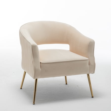 SEYNAR Velvet Accent Chair ,Upholstered Bucket Side Arm Chair Sofa for Living Room,Home(Beige)