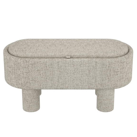 SEZRON-STORAGE OTTOMAN BENCH-WARM GREY