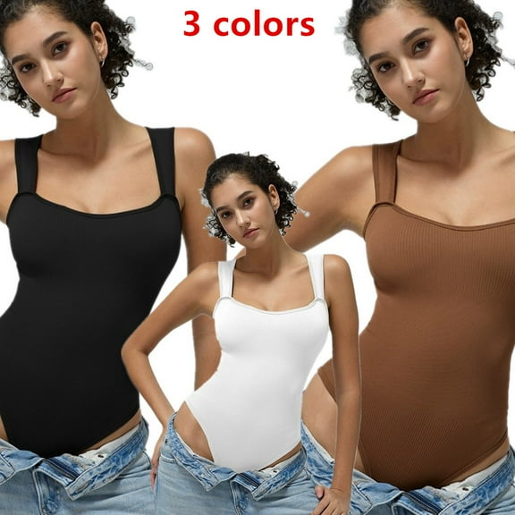 SEZZGU 3pcs Women's Seamless Tummy Control Full Body Shaper Bodysuit - Sleeveless Sculpting Shapewear Top