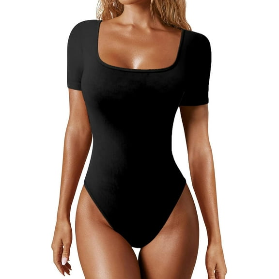 SEZZGU Women's Rhinestone Mesh Unitard - Short Sleeves Stretchy Bodysuit for Yoga Gym Summer Sports