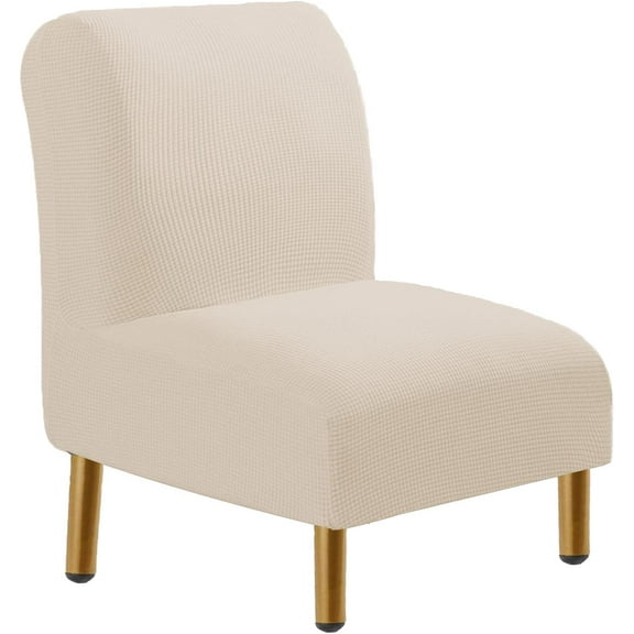 SEase Armless Accent Chair Cover, Stretch Chair Slipcover Soft Slipper Chair Covers Furniture Protector Covers for Living Dining Room Beige