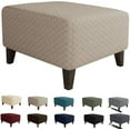 thumbnail image 1 of SEase Jacquard Ottoman Slipcovers Folding Storage Stool Furniture Protector Cover Soft Thick Rectangle Foot Rest Slipcover with Elastic Bottom Length 31-43" Khaki, 1 of 8