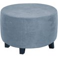 thumbnail image 1 of SEase Round  Velvet Ottoman Slipcover Covers Footstool Protector Covers Storage Stool Ottoman Covers Stretch with Elastic Bottom 30-41in Stone Blue, 1 of 14