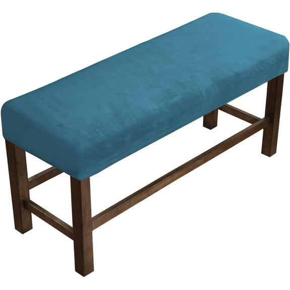 SEase Velvet Bench Covers for Dining Room - Soft Thick Velvet Removable Washable Seat Protector for Living Room Piano Bench L Blue