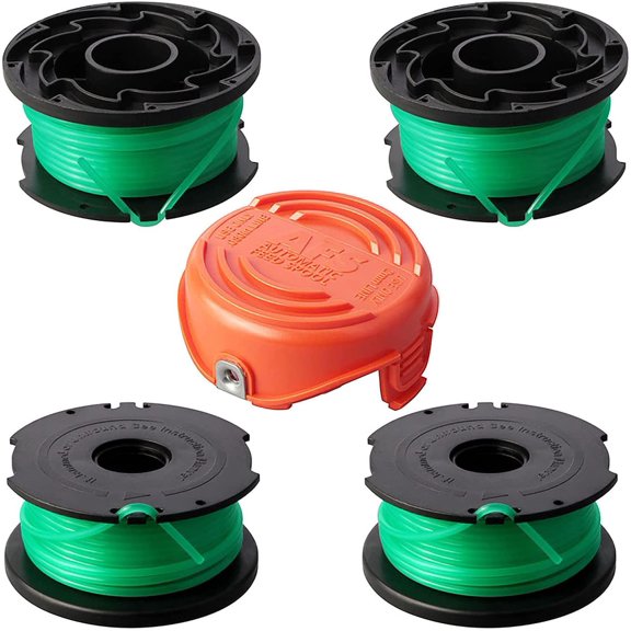 SF-080 Trimmer Replacement Spools Compatible with Black Decker SF-080-BKP GH3000 GH3000R LST540 LST540B Weed Eater 20ft 0.080" Edger Refills with 90583594 Cover Cap (4 Spool, 1 Cap)