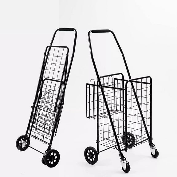 SF-118 Grocery Utility Shopping Cart with Dual Swivel Wheels | Easily Collapsible and Portable to Save Space and Heavy Duty | Rolls Smoothly on Streets, Store, Sidewalks and Indoors