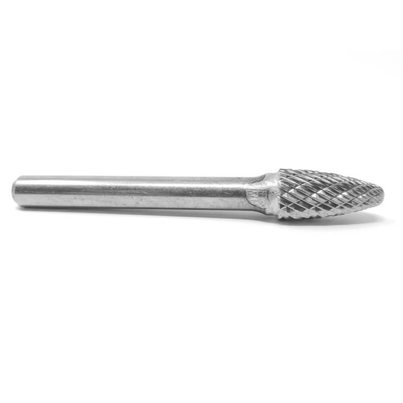 HELONGCO Double Cut Tree Radius End Carbide Burr Bur Tool Die Grinder Bit, 3/8" x 3/4"