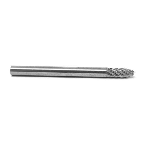 HELONGCO Double Cut 1/8" x 1/4" Solid Carbide Burr Bit, 1/8" Shank