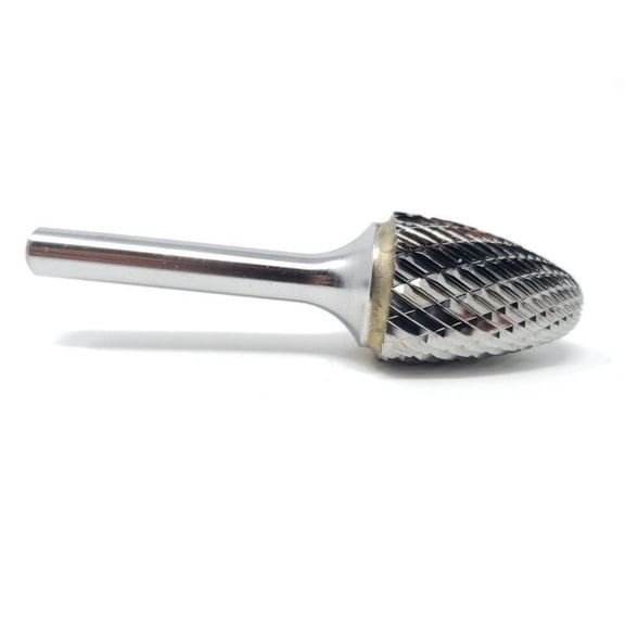 HELONGCO SF-7 Double Cut Tree Radius End Carbide Burr Bit, 1/4" Shank