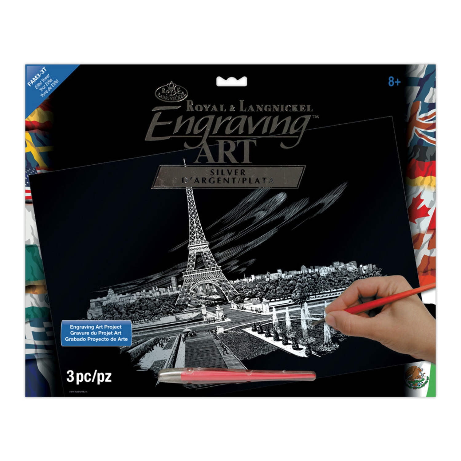 Set De Arte De Rascar Torre Eiffel De Pracht – Plantilla Plateada Para Adultos Y Niños, Incluye Bolígrafo Rascador Y Hoja De Práctica, Tamaño 29x39 Cm, Ideal Para Relajarse Y Viajar